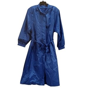Button Front Blue Long Light Weight Y2K Vintage Era Trench Coat Size 14